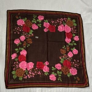 Floral Brown Scarf Vintage Singapore souvenir